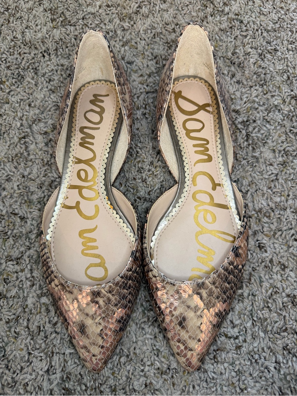 Sam Edelman Snakeskin Pattern Flats - Tan